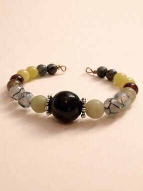 Black Onyx Protection Bracelet • Handmade Gemstone Bracelet • Grounding • Boho